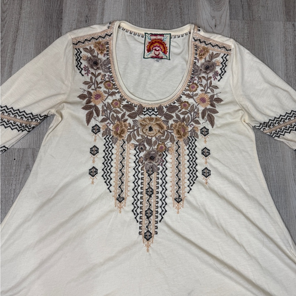 Johnny Was Marushka 3/4 Sleeve Trapeze Tee Top Size XS see Measurements Runs Big - Picture 7 of 15